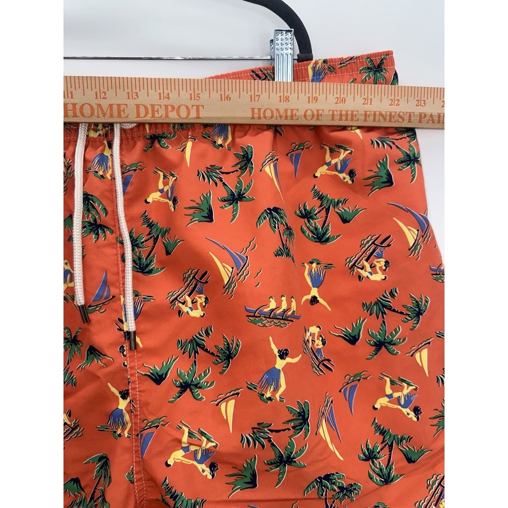 Polo Ralph Lauren Swim Trunks Orange 3XB Big All Over Print Beach‎ Hawaiian Hula - Picture 3 of 8